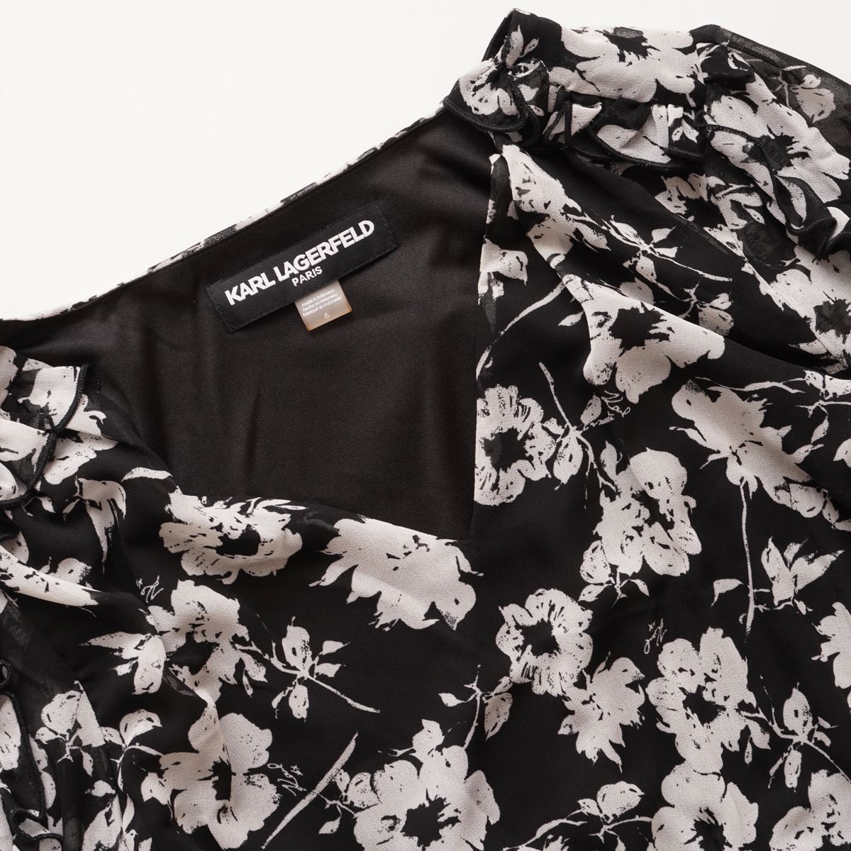 WOMEN】KARL LAGERFELD PARIS FLOWER CHIFFON DRESS カール