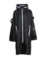 画像をギャラリービューアに読み込む, アディダス ステラマッカートニー ブラック ホワイトジップ ナイロンコート ADIDAS × STELLA MCCARTNEY BLACK WHITE BIG NYLON COAT WOMEN