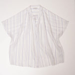 画像をギャラリービューアに読み込む, ヴィンス ホワイト ブルーストライプ ブラウス スキッパーデザイン シャツ VINCE WHITE BLUE STRIPE BLOUSE DRAPEY STRIPE WOMENS