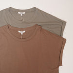 画像をギャラリービューアに読み込む, スプレンディッド カーキグレー ショートスリーブ Tシャツ ロールT SPLENDID SVB SKYE SHORT SLEEVE CREW-NECK TEE WOMENS