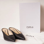 画像をギャラリービューアに読み込む, フルラ ブラックレザー ミュールパンプス イタリア製 FURLA CODE BLACK LEATHER MULE PUMP MADE IN ITALY WOMENS