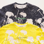 画像をギャラリービューアに読み込む, CK カルバンクライン ネオンイエロー ロゴ フラワープリント Tシャツ CALVIN KLEIN NEON YELLOW FLOWER PRINT TEE WOMENS