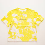 画像をギャラリービューアに読み込む, CK カルバンクライン ネオンイエロー ロゴ フラワープリント Tシャツ CALVIN KLEIN NEON YELLOW FLOWER PRINT TEE WOMENS