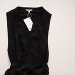 画像をギャラリービューアに読み込む, スプレンディッド ブラック Vネック リネン混ドレス ワンピース SPLENDID BLACK V-NECK LINEN DRESS WOMENS