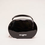 画像をギャラリービューアに読み込む, KARL LAGERFELD PARIS カールラガーフェルド ブラック エナメル 2ウェイバッグ BLACK ENAMEL SHOULDER-BAG WOMEN