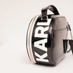 画像をギャラリービューアに読み込む, KARL LAGERFELD PARIS カールラガーフェルド ブラック エナメル 2ウェイバッグ BLACK ENAMEL SHOULDER-BAG WOMEN