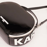 画像をギャラリービューアに読み込む, KARL LAGERFELD PARIS カールラガーフェルド ブラック エナメル 2ウェイバッグ BLACK ENAMEL SHOULDER-BAG WOMEN