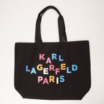 画像をギャラリービューアに読み込む, KARL LAGERFELD PARIS カールラガーフェルド ブラック キャンバストートバッグ BLACK CANVAS TOTE-BAG