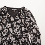 画像をギャラリービューアに読み込む, KARL LAGERFELD PARIS カールラガーフェルド ブラック 花柄 Vネックシフォンワンピース ドレス BLACK FLOWER V-NECK CHIFFON DRESS WOMEN
