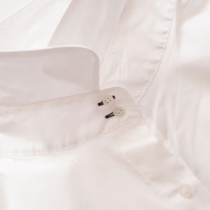 【再入荷】KARL LAGERFELD PARIS カールラガーフェルド ホワイト ボタンスリーブシャツ ポプリンブラウス WHITE BUTTON SLEEVE POPLIN BLOUSE WOMEN