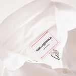 画像をギャラリービューアに読み込む, KARL LAGERFELD PARIS カールラガーフェルド ホワイト ボタンスリーブシャツ ポプリンブラウス WHITE BUTTON SLEEVE POPLIN BLOUSE WOMEN