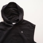 画像をギャラリービューアに読み込む, CK カルバンクライン ブラック ロング丈スウェット フーディ CALVIN KLEIN BLACK LONG SWEAT SHIRT HOODIE WOMENS