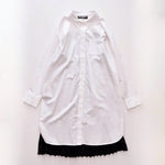 画像をギャラリービューアに読み込む, KARL LAGERFELD PARIS カールラガーフェルド ホワイト/ブラック バックプリーツ ポプリンシャツワンピース ドレス WHITE/BLACK BACK-PLEATS SHIRT DRESS WOMEN