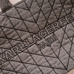 画像をギャラリービューアに読み込む, KARL LAGERFELD PARIS カールラガーフェルド グレー キルティング トートバッグ BLACK GRAY QUILTING TOTE-BAG