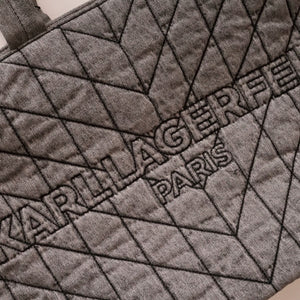 KARL LAGERFELD PARIS カールラガーフェルド グレー キルティング  トートバッグ BLACK GRAY QUILTING TOTE-BAG