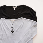 画像をギャラリービューアに読み込む, ラグアンドボーン ニューヨーク ベビーブルーリブVネック ドロップショルダー長袖トップ RAG&BONE NEWYORK BABY-BLUE V-NECK RIB TOP WOMEN