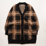 画像をギャラリービューアに読み込む, oak + fort オークアンドフォート ベージュブラウン×ブラック Vネックロングニットカーディガン BEIGE BROWN BLACK CHECK LONG CARDIGAN