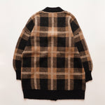 画像をギャラリービューアに読み込む, oak + fort オークアンドフォート ベージュブラウン×ブラック Vネックロングニットカーディガン BEIGE BROWN BLACK CHECK LONG CARDIGAN