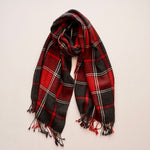 画像をギャラリービューアに読み込む, アドラーブル アルパカストール レッド チャコールグレー チェック ADOLUVLE RED BLACK CHARCOAL-GRAY CHECK ALPACA 100% SHAWL