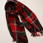 画像をギャラリービューアに読み込む, アドラーブル アルパカストール レッド チャコールグレー チェック ADOLUVLE RED BLACK CHARCOAL-GRAY CHECK ALPACA 100% SHAWL