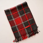 画像をギャラリービューアに読み込む, アドラーブル アルパカストール レッド チャコールグレー チェック ADOLUVLE RED BLACK CHARCOAL-GRAY CHECK ALPACA 100% SHAWL