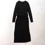 画像をギャラリービューアに読み込む, スプレンディッド ブラック リブニット ロングドレス ウエストタイワンピース SPLENDID BLACK RIB-KNIT DRESS WOMENS