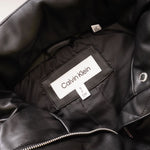 画像をギャラリービューアに読み込む, CK カルバンクライン ブラック シンセティックレザー 中わた パファージャケット CALVIN KLEIN BLACK PUFFER JACKET WOMENS