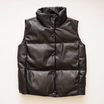 画像をギャラリービューアに読み込む, CK カルバンクライン ブラック シンセティックレザー 中わたベスト CALVIN KLEIN BLACK PADDED VEST WOMENS