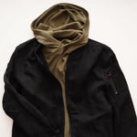 画像をギャラリービューアに読み込む, AG/ADRIANO GOLDSCHMIED エージー ブラック コットン リネン ブルゾン MA-1 デニムジャケット BLACK COTTON LINEN BLOUSON MA-1 DENIM JACKET MEN