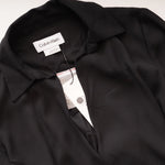 画像をギャラリービューアに読み込む, CK カルバンクライン ブラック ウエストタイ 長袖ワンピース ポリドレス CALVIN KLEIN BLACK LONG SLEEVES POLY DRESS WOMENS