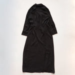 画像をギャラリービューアに読み込む, CK カルバンクライン ブラック ウエストタイ 長袖ワンピース ポリドレス CALVIN KLEIN BLACK LONG SLEEVES POLY DRESS WOMENS