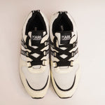 画像をギャラリービューアに読み込む, KARL LAGERFELD PARIS カールラガーフェルド ホワイトブラック ロゴテープ スニーカー WHITE BLACK LOGO TAPE SNEAKERS WOMEN