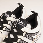 画像をギャラリービューアに読み込む, KARL LAGERFELD PARIS カールラガーフェルド ホワイトブラック ロゴテープ スニーカー WHITE BLACK LOGO TAPE SNEAKERS WOMEN