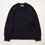 画像をギャラリービューアに読み込む, CK カルバンクライン ネイビー Vネックニット コットンセーター CALVIN KLEIN NAVY COTTON KNIT V-NECK SWEATER WOMENS