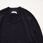 画像をギャラリービューアに読み込む, CK カルバンクライン ネイビー Vネックニット コットンセーター CALVIN KLEIN NAVY COTTON KNIT V-NECK SWEATER WOMENS
