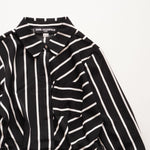 画像をギャラリービューアに読み込む, KARL LAGERFELD PARIS カールラガーフェルド ブラック ホワイト ストライプ柄 シャツワンピース ドレス BLACK WHITE STRIPED SHIRT DRESS WOMEN