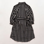 画像をギャラリービューアに読み込む, KARL LAGERFELD PARIS カールラガーフェルド ブラック ホワイト ストライプ柄 シャツワンピース ドレス BLACK WHITE STRIPED SHIRT DRESS WOMEN