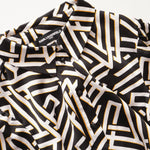 画像をギャラリービューアに読み込む, KARL LAGERFELD PARIS カールラガーフェルド ブラック イエロー ホワイト 柄シャツワンピース ドレス BLACK YELLOW WHITE SHIRT DRESS WOMEN