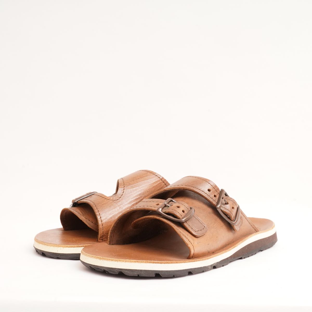 8 新品 THE SANDALMAN DOUBLE STRAPS レザーサンダル The Sandalman Double Straps Black Chromexcel サンダルマン