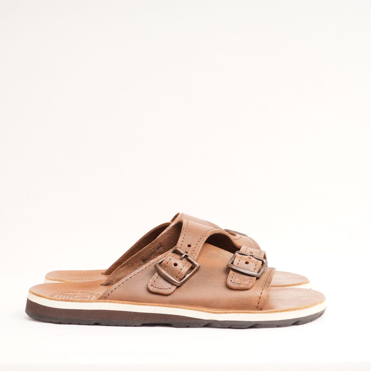 THE SANDALMAN タン ダブルストラップ クロムエクセル レザー