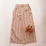 画像をギャラリービューアに読み込む, スプレンディッド ブラウン×ホワイト ストライプ柄 イージーワイドパンツ SPLENDID BROWN×WHITE STRIPED EASY WIDE PANT WOMENS