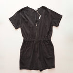 画像をギャラリービューアに読み込む, スプレンディッド ブラック 炭黒 Vネック ロンパース ジャンプスーツ オールインワン SPLENDID BLACK V-NECK ZIP-UP ROMPER JUMP-SUIT WOMENS