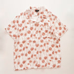 画像をギャラリービューアに読み込む, JOE'S ジョーズ ホワイト ブラウン フラワー柄 半袖 開襟 キャンプシャツ オープンカラーシャツ WHITE BROWN FLOWER FLORAL S/S OPEN COLLAR CAMP SHIRT MENS