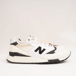 画像をギャラリービューアに読み込む, NEW BALANCE U998TI ニューバランス オフホワイト×ブラック レザー スニーカー OFF WHITE ×BLACK LEATHER SNEAKERS MADE IN USA