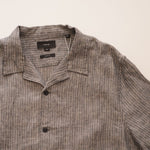 画像をギャラリービューアに読み込む, ヴィンス グレー ストライプ ヘンプ オープンカラー 半袖シャツ VINCE HEMP STRIPE S/S SHIRT CLASSIC FIT MEN