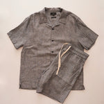 画像をギャラリービューアに読み込む, ヴィンス グレー ストライプ ヘンプ オープンカラー 半袖シャツ VINCE HEMP STRIPE S/S SHIRT CLASSIC FIT MEN