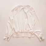 画像をギャラリービューアに読み込む, KARL LAGERFELD PARIS カールラガーフェルド ホワイト スキッパーデザイン 長袖ブラウス WHITE LONG SLEEVE BLOUSE WOMEN