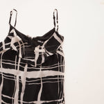 画像をギャラリービューアに読み込む, KARL LAGERFELD PARIS カールラガーフェルド ブラック ホワイト ペインティングチェック ポリドレス BLACK WHITE PAINTING-CHECK DRESS WOMEN