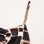 画像をギャラリービューアに読み込む, KARL LAGERFELD PARIS カールラガーフェルド ブラック ブラウン ホワイト 柄キャミワンピース ポリドレス BLACK BROWN WHITE SLEEVELESS DRESS WOMEN