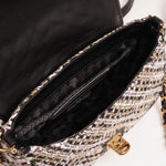 画像をギャラリービューアに読み込む, KARL LAGERFELD PARIS カールラガーフェルド ツイード×レザー ショルダーバッグ TWEED×LEATHER SHOULDER BAG